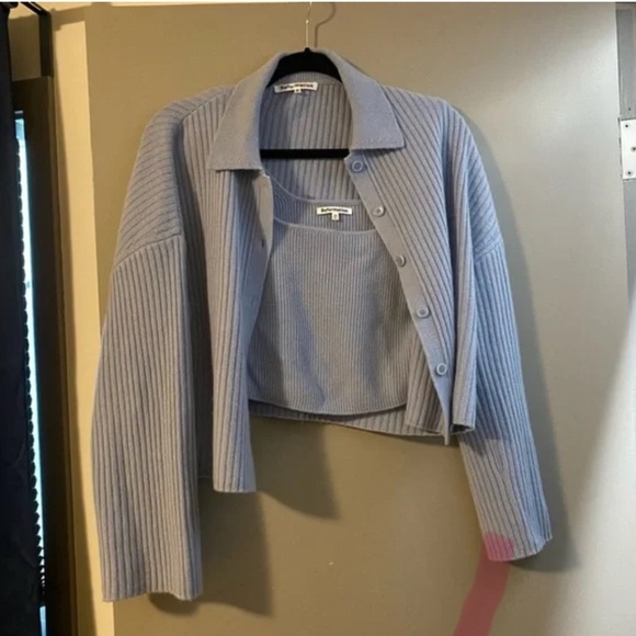 Reformation Periwinkle Ribbed Tank & Cardigan Set - Picture 2 of 2